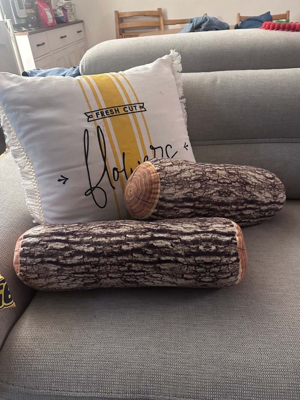 Realistic 3D Wood Grain Log Bolster Cylinder Throw Pillows